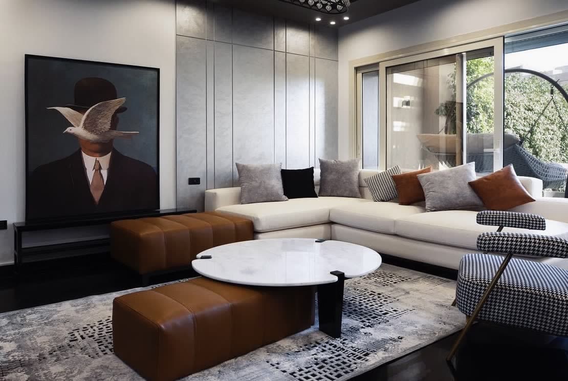 Living room of a Palm Hills townhouse finished by ZAN Architects